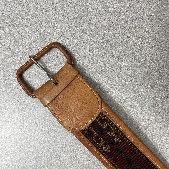 Vtg Western Leather Blanket Woven Belt Mens Large Woven Native Pattern Western main image 4